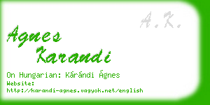 agnes karandi business card